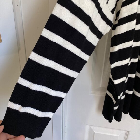 Lauren Ralph Lauren Womens Striped Black & Pearl Sweater 3X Cotton Blend Boatnec - Picture 5 of 7